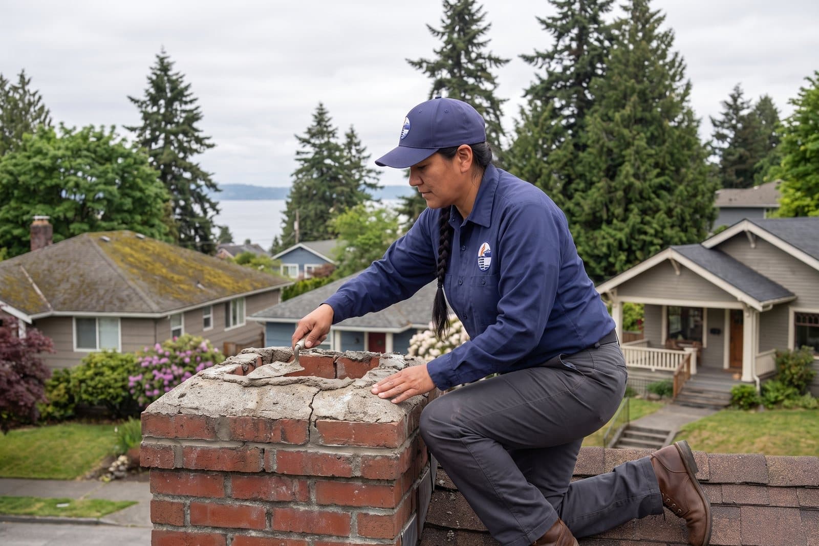 Chimney crown repair and repointing