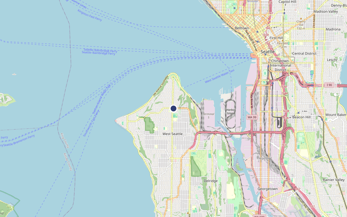 Map of our chimney service area in Admiral, King County, WA