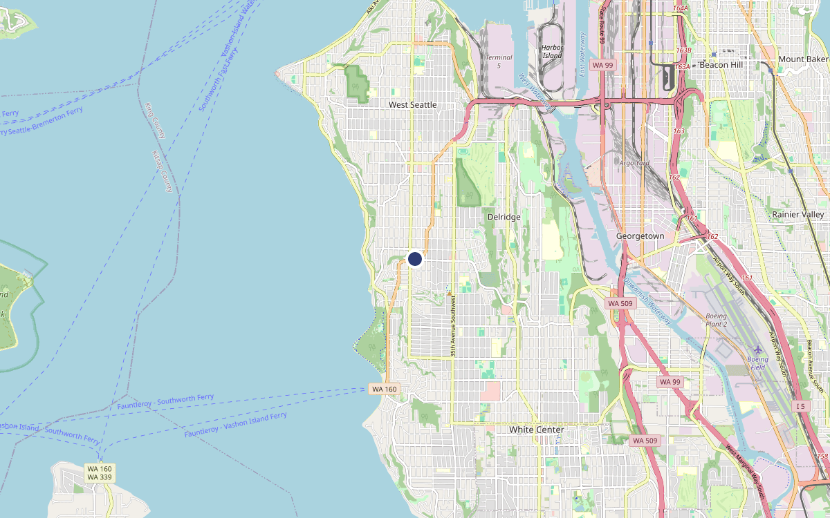 Map of our chimney service area in Gatewood, King County, WA