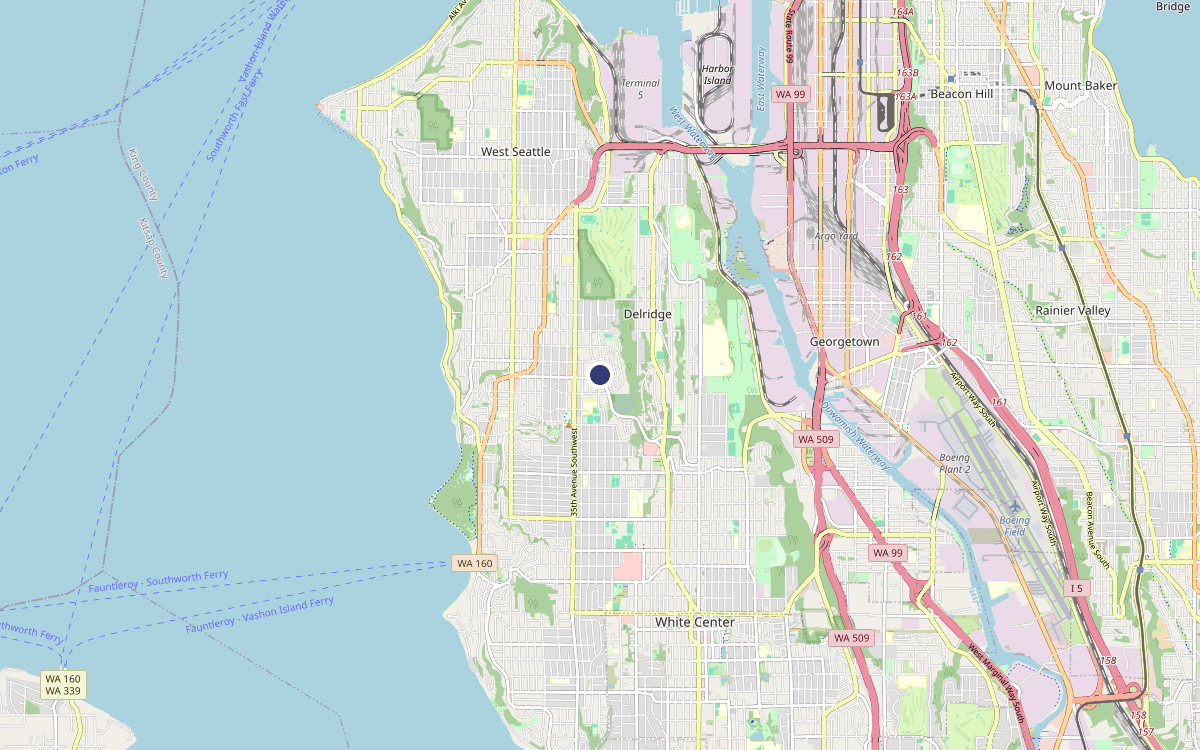 Map of our chimney service area in High Point, King County, WA