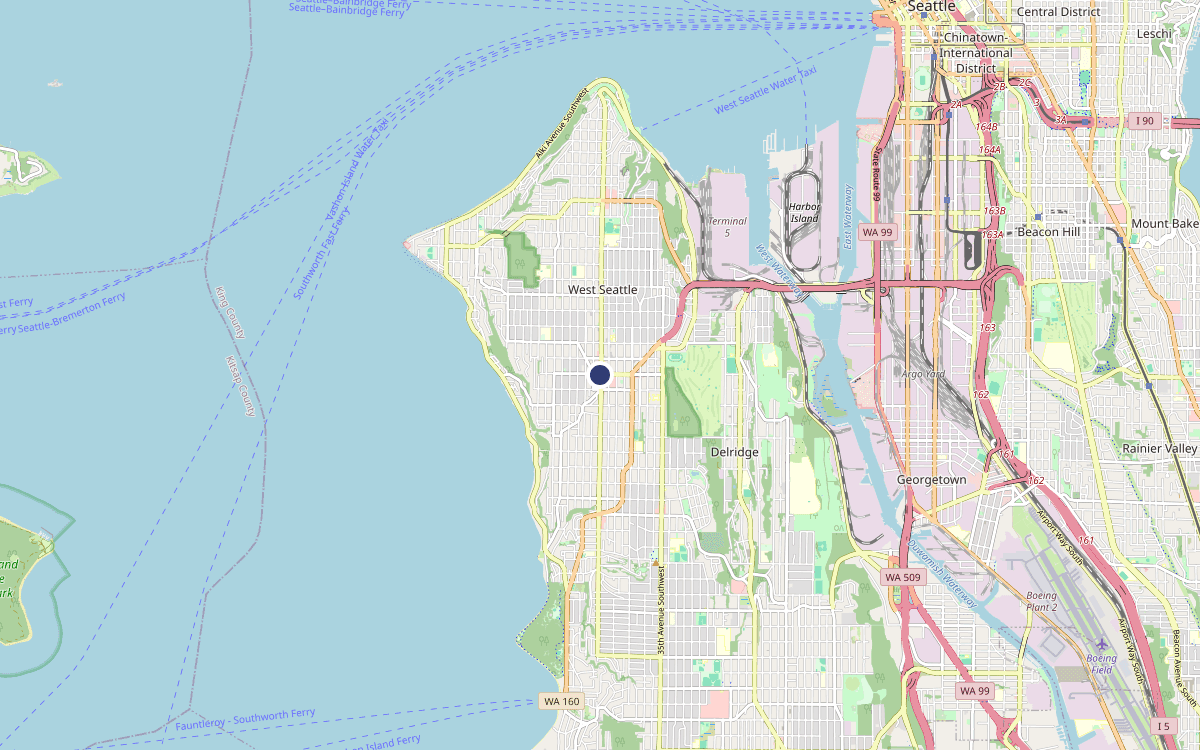Map of our chimney service area in The Junction, King County, WA