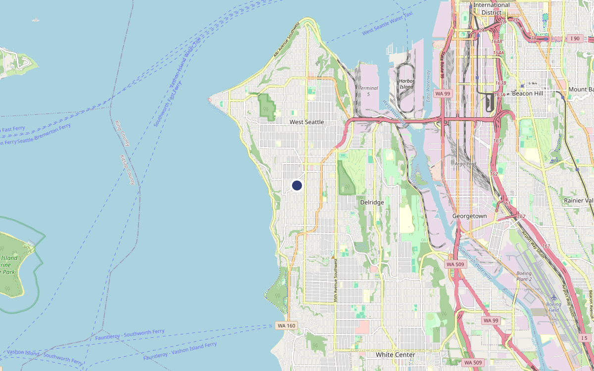 Map of our chimney service area in Seaview, King County, WA