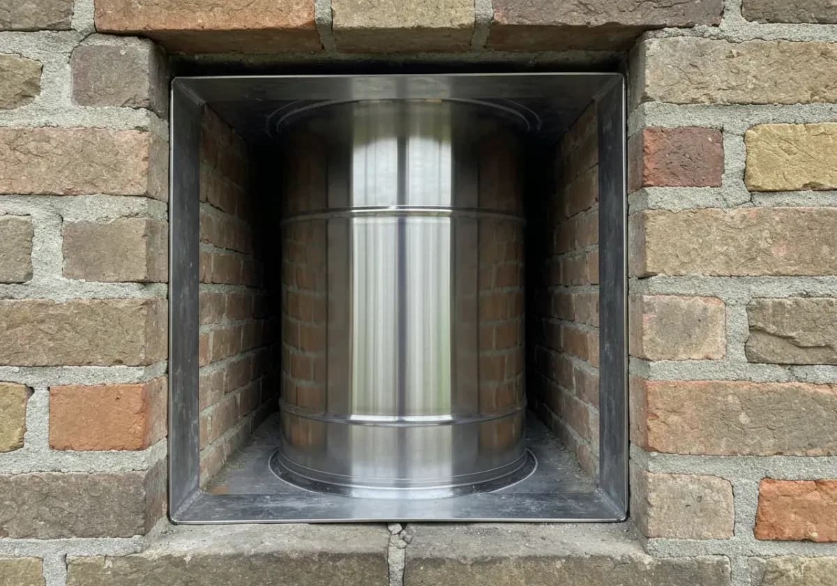 After — chimney relining: A failing clay flue brought back to code with a full-length stainless liner.